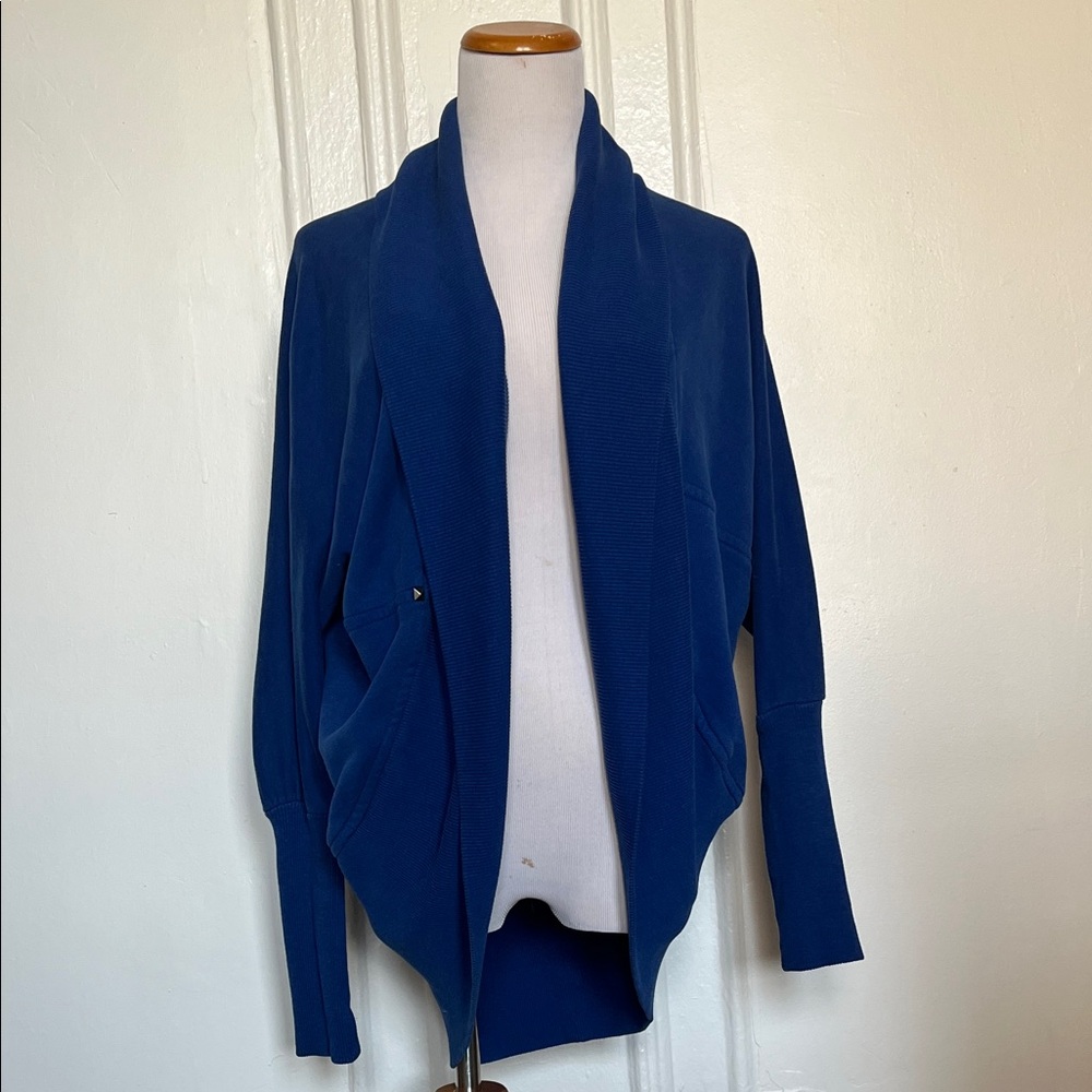 Aritzia Wilfred Royal Blue Diderot Open-Front Cocoon Cardigan